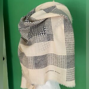 Vintage Geoffrey Beene Cream and Black Patterned wool Scarf
